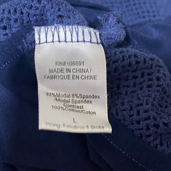 NEW YFB Fabric and Net Body-con Dress in Navy Blue Size Large - Picture 7 of 7